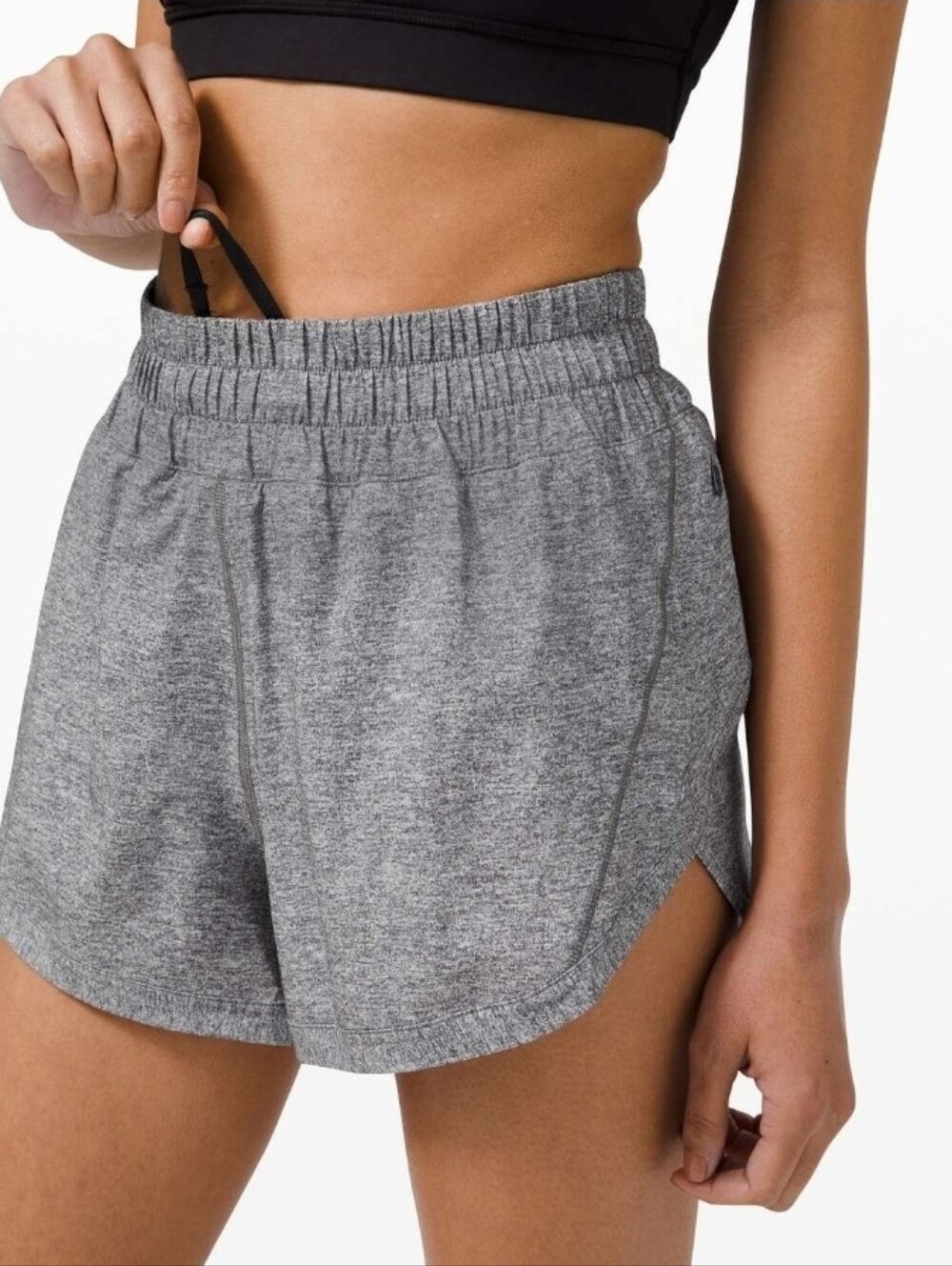 Lululemon Track That High-Rise Short Grey Zipper Pocket Size 4
